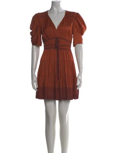 Pre-owned Ulla Johnson V-neck Mini Dress In Orange
