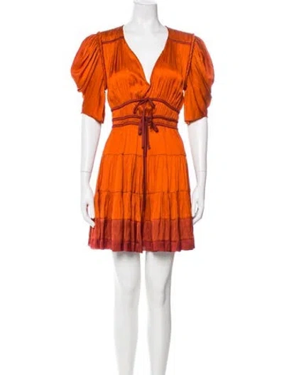 Pre-owned Ulla Johnson V-neck Mini Dress In Orange