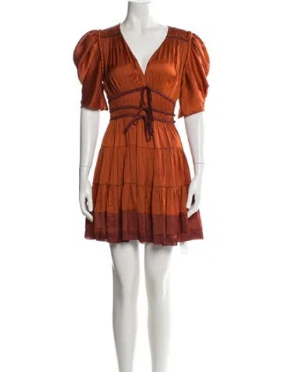 Pre-owned Ulla Johnson V-neck Mini Dress In Orange