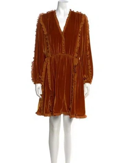 Pre-owned Ulla Johnson V-neck Mini Dress In Orange