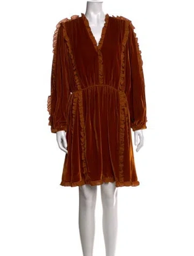 Pre-owned Ulla Johnson V-neck Mini Dress In Orange