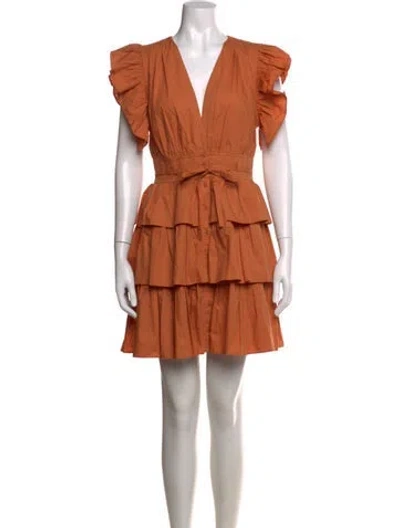 Pre-owned Ulla Johnson V-neck Mini Dress In Orange