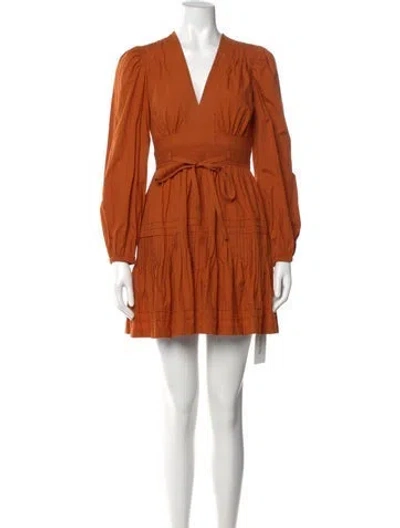Pre-owned Ulla Johnson V-neck Mini Dress In Orange