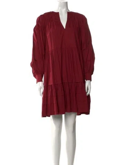 Pre-owned Ulla Johnson V-neck Mini Dress In Red