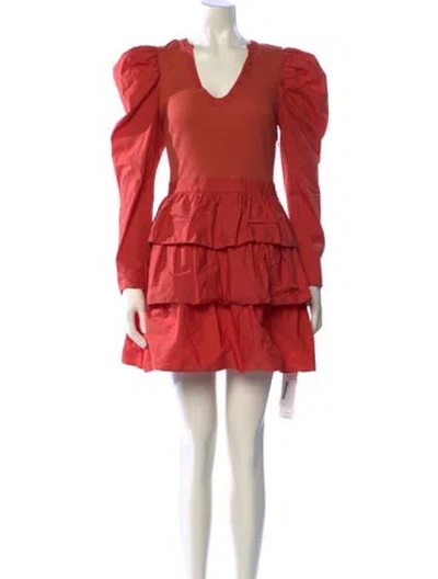 Pre-owned Ulla Johnson V-neck Mini Dress In Red