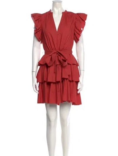 Pre-owned Ulla Johnson V-neck Mini Dress In Red