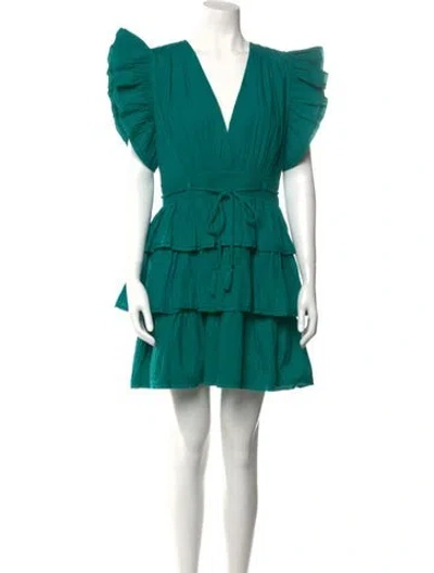 Pre-owned Ulla Johnson V-neck Mini Dress W/ Tags In Blue