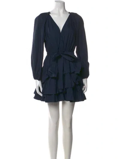 Pre-owned Ulla Johnson V-neck Mini Dress W/ Tags In Blue
