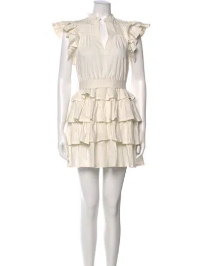 Pre-owned Ulla Johnson V-neck Mini Dress W/ Tags In Neutral