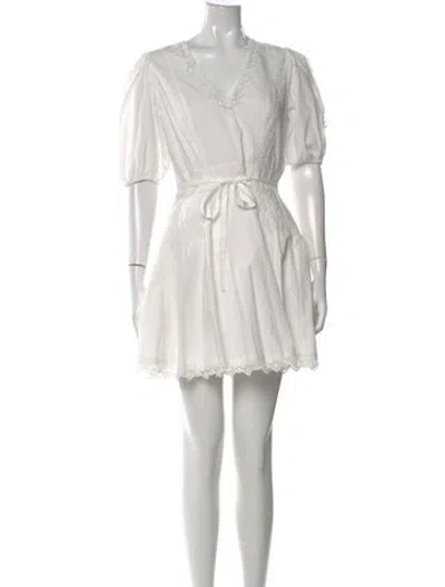 Pre-owned Ulla Johnson V-neck Mini Dress W/ Tags In Neutral