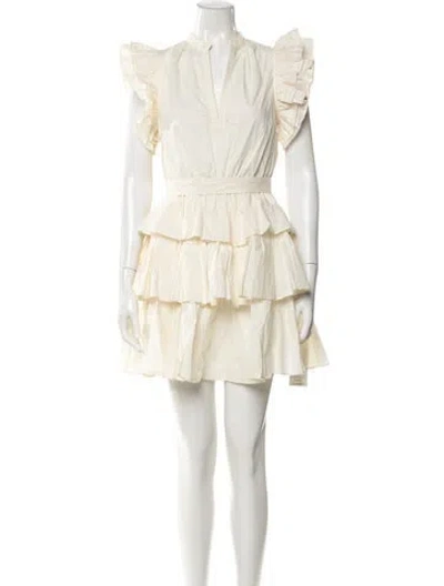 Pre-owned Ulla Johnson V-neck Mini Dress W/ Tags In White