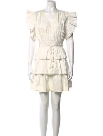 Pre-owned Ulla Johnson V-neck Mini Dress In White