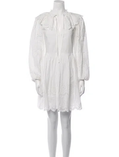 Pre-owned Ulla Johnson V-neck Mini Dress In White
