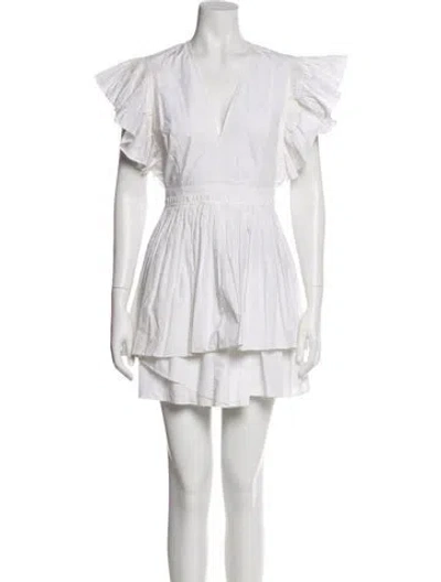 Pre-owned Ulla Johnson V-neck Mini Dress In White