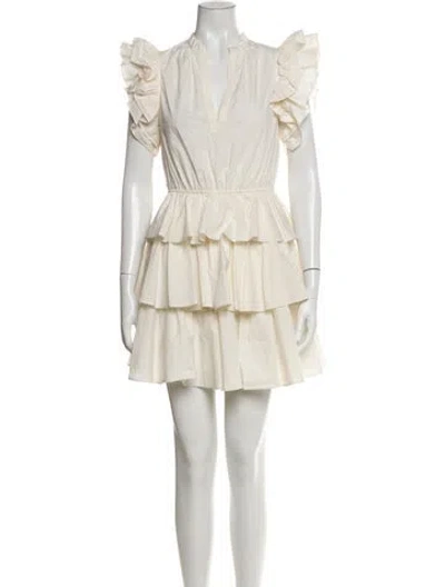 Pre-owned Ulla Johnson V-neck Mini Dress In White