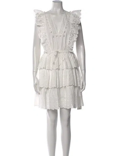 Pre-owned Ulla Johnson V-neck Mini Dress In White