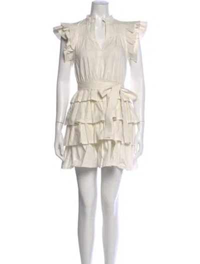 Pre-owned Ulla Johnson V-neck Mini Dress In White