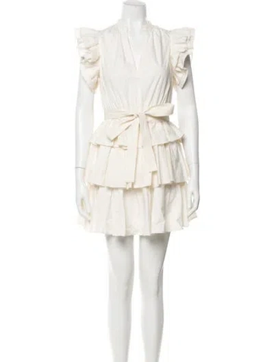 Pre-owned Ulla Johnson V-neck Mini Dress In White