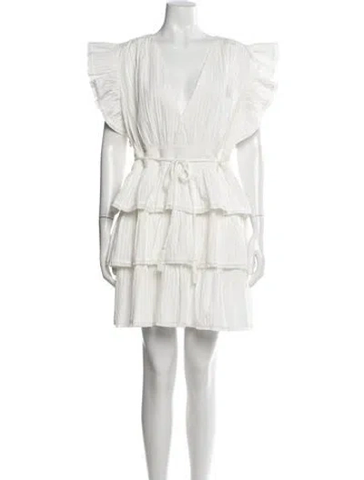 Pre-owned Ulla Johnson V-neck Mini Dress In White