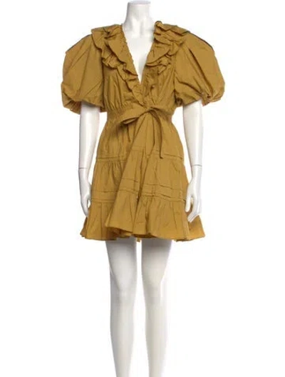 Pre-owned Ulla Johnson V-neck Mini Dress In Yellow