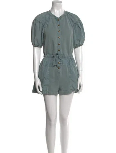 Pre-owned Ulla Johnson V-neck Romper In Blue