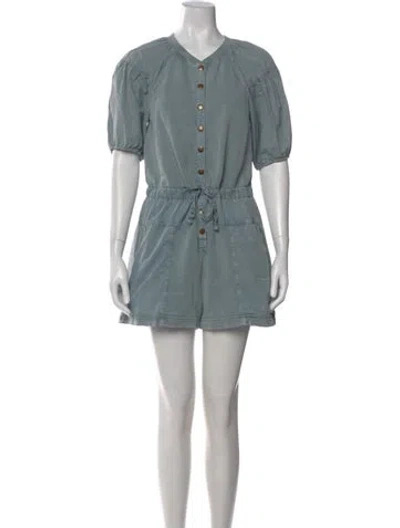 Pre-owned Ulla Johnson V-neck Romper In Blue