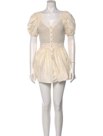 Pre-owned Ulla Johnson V-neck Romper In Neutral