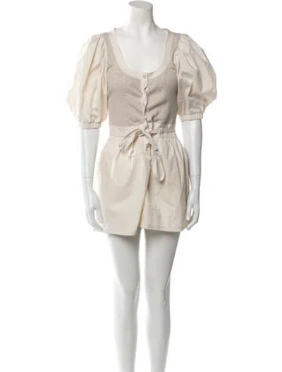 Pre-owned Ulla Johnson V-neck Romper In Neutral