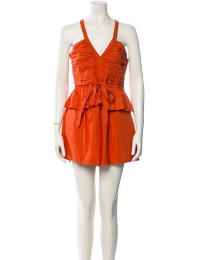 Pre-owned Ulla Johnson V-neck Romper In Orange