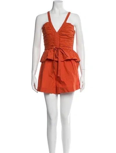 Pre-owned Ulla Johnson V-neck Romper In Orange