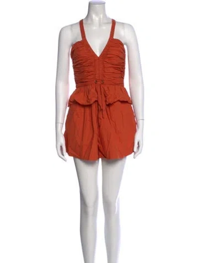 Pre-owned Ulla Johnson V-neck Romper In Orange