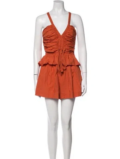 Pre-owned Ulla Johnson V-neck Romper In Orange