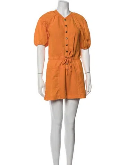 Pre-owned Ulla Johnson V-neck Romper In Orange
