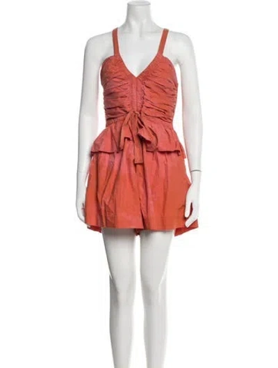Pre-owned Ulla Johnson V-neck Romper In Orange