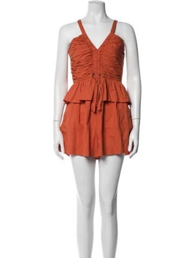 Pre-owned Ulla Johnson V-neck Romper In Orange