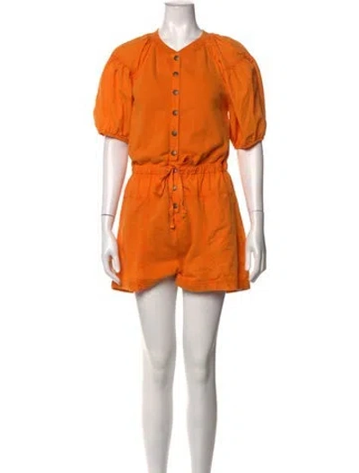 Pre-owned Ulla Johnson V-neck Romper In Orange