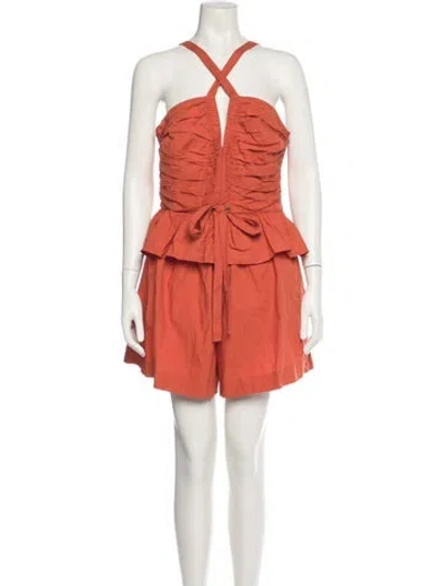 Pre-owned Ulla Johnson V-neck Romper W/ Tags In Orange