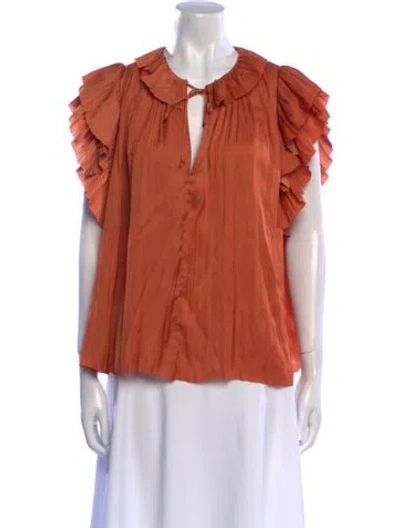 Pre-owned Ulla Johnson V-neck Short Sleeve Blouse