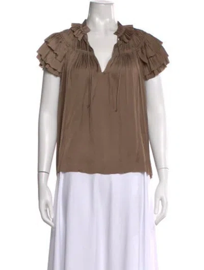 Pre-owned Ulla Johnson V-neck Short Sleeve Blouse