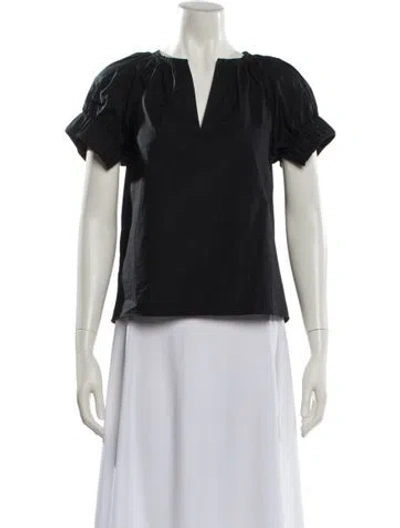 Pre-owned Ulla Johnson V-neck Short Sleeve Blouse In Black