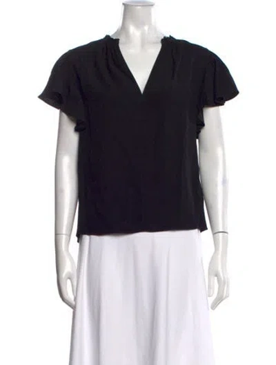 Pre-owned Ulla Johnson V-neck Short Sleeve Blouse In Black