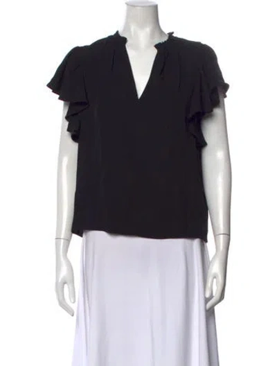 Pre-owned Ulla Johnson V-neck Short Sleeve Blouse In Black