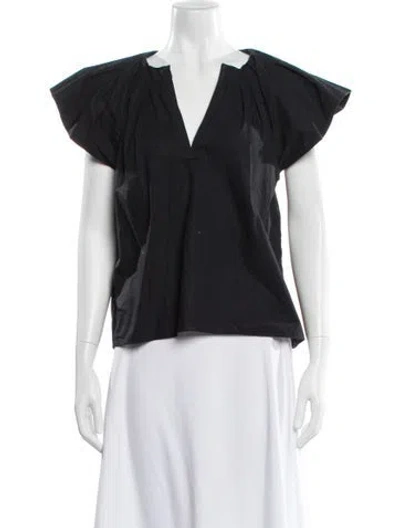 Pre-owned Ulla Johnson V-neck Short Sleeve Blouse In Blue