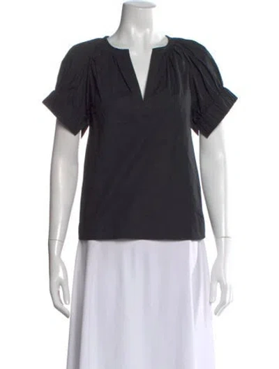Pre-owned Ulla Johnson V-neck Short Sleeve Blouse In Blue