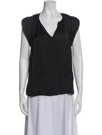 Pre-owned Ulla Johnson V-neck Short Sleeve Blouse In Blue
