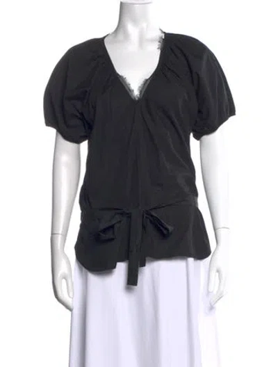 Pre-owned Ulla Johnson V-neck Short Sleeve Blouse In Blue