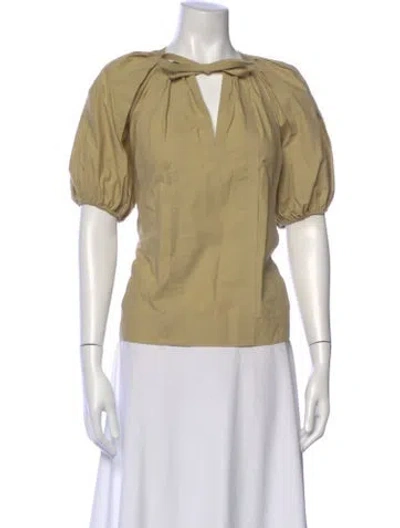 Pre-owned Ulla Johnson V-neck Short Sleeve Blouse In Brown