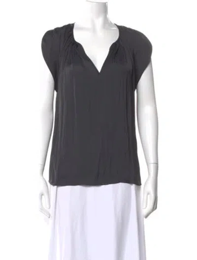 Pre-owned Ulla Johnson V-neck Short Sleeve Blouse In Gray