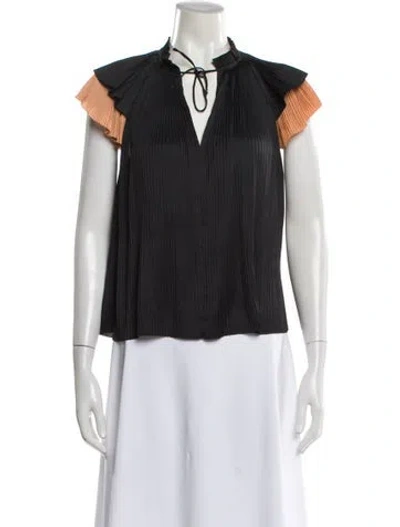 Pre-owned Ulla Johnson V-neck Short Sleeve Blouse In Gray