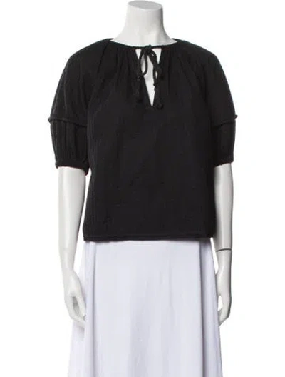 Pre-owned Ulla Johnson V-neck Short Sleeve Blouse In Multi